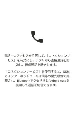 アンドロイドモバイルアプリ「電話へのアクセス」画面